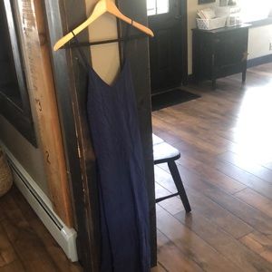 Navy linen maxi dress
